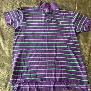 Ralph Lauren Purple and Green Striped Kids Polo